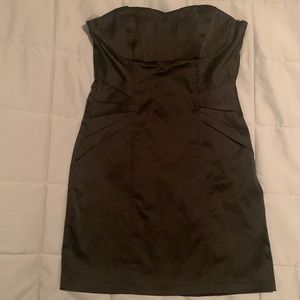Strapless black cocktail dress